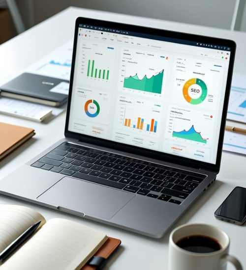 Workspace of an SEO professional analyzing search performance data